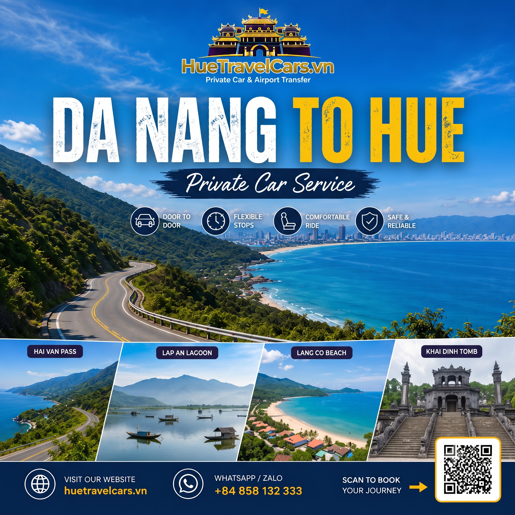 Premium Da Nang to Hue private car transfer