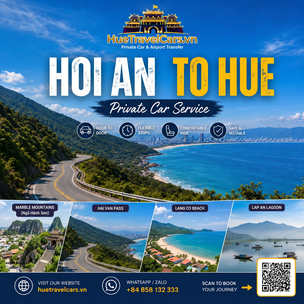 Premium Hoi An to Hue private car transfer